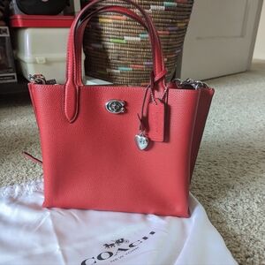 NWT (off) Coach Willow Tote Bag 24 With Heart Charm